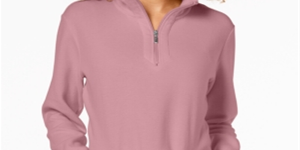 Karen Scott Blusa Feminina Gola Alta com Zíper Mellow Rose Tamanho Pequeno P