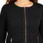 Suéter feminino Charter Club acolchoado com zíper frontal, preto, tamanho pequeno GG