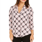 Top feminino estampado com decote em V, tamanho X-G, rosa, Charter Club
