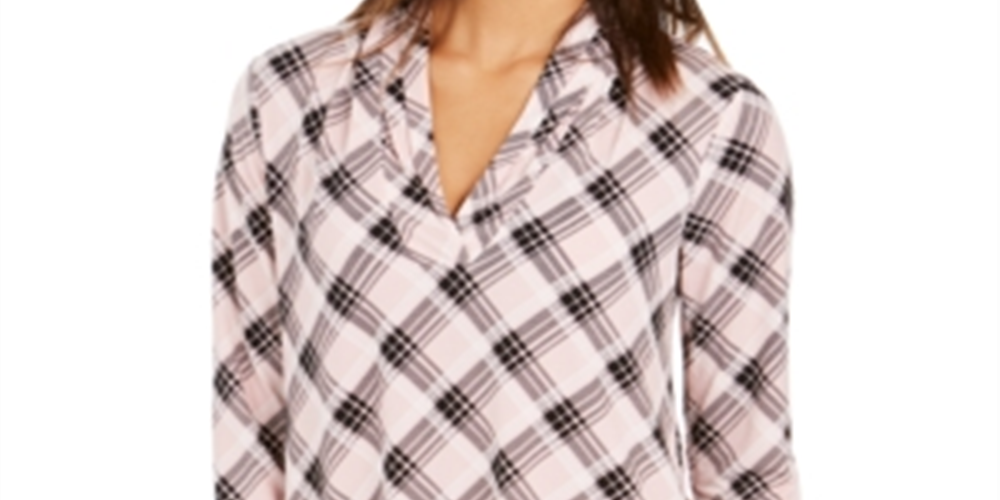 Top feminino estampado com decote em V, tamanho X-G, rosa, Charter Club