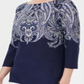 Blusa feminina Karen Scott com decote canoa e estampa paisley, azul, tamanho pequeno G