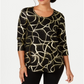 Camiseta estampada feminina JM Collection preta tamanho pequeno