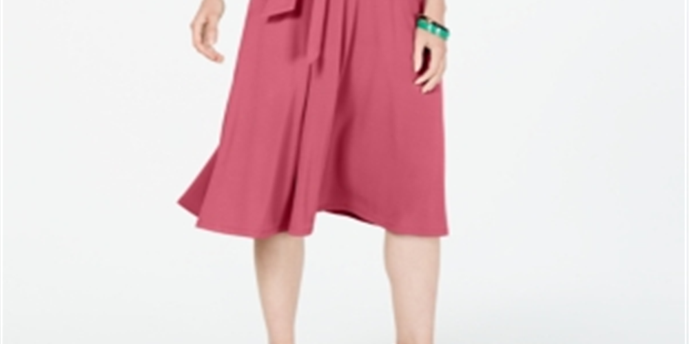 Vestido feminino Charter Club com amarração na cintura e midi, rosa, tamanho grande