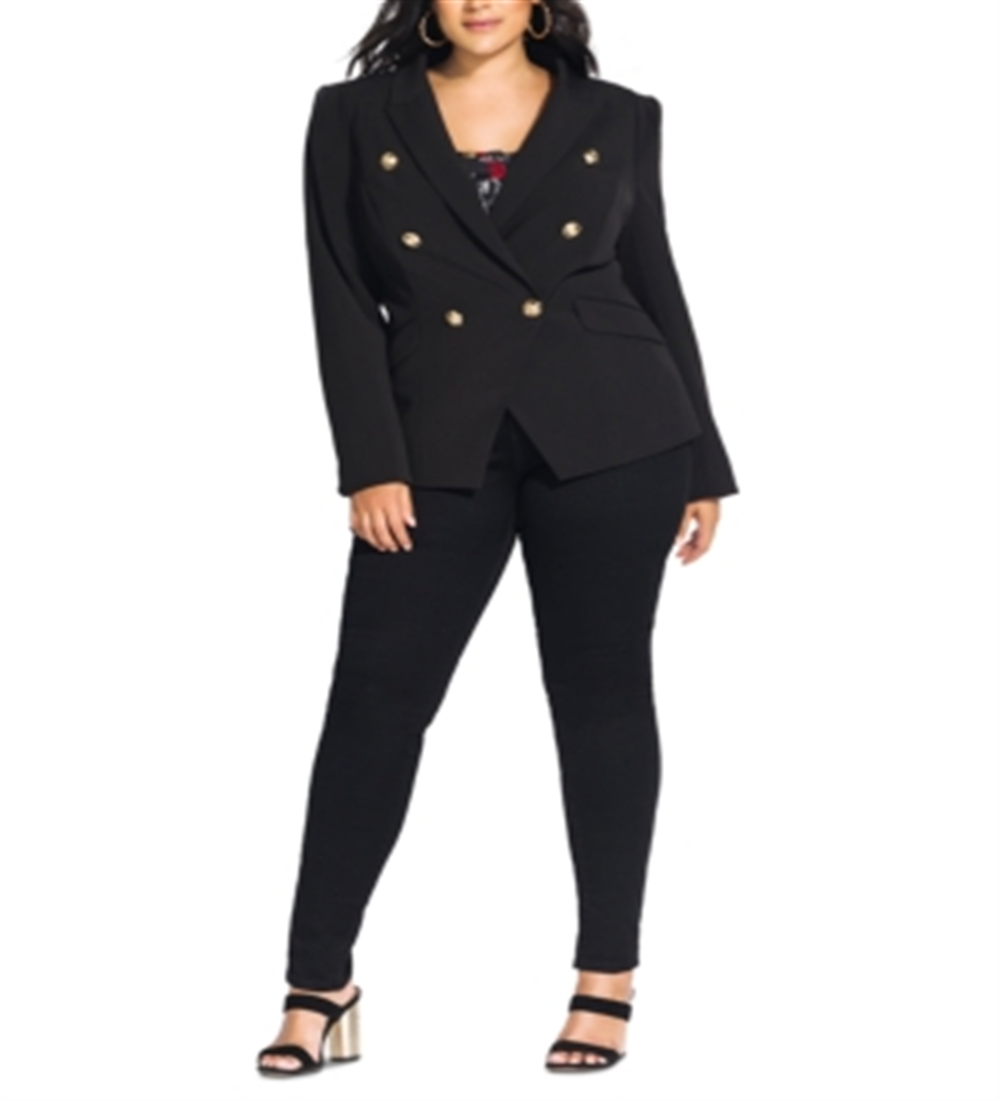 Jaqueta City Chic Feminina Trendy Plus Rock Royalty Preta Tamanho 22W