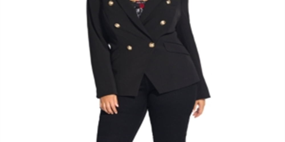 Jaqueta City Chic Feminina Trendy Plus Rock Royalty Preta Tamanho 22W