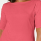 Karen Scott Blusa de algodão feminina com mangas e cadarço, coral, tamanho pequeno