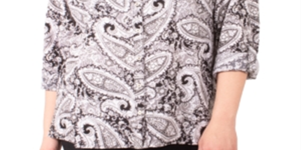 Camisa feminina com estampa plus size NY Collection, cinza, tamanho 1X