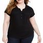 Top feminino plus size com decote dividido, preto, tamanho 2X, da Style &amp; Co