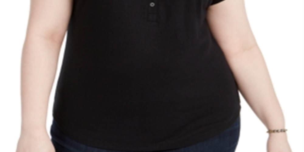 Top feminino plus size com decote dividido, preto, tamanho 2X, da Style &amp; Co