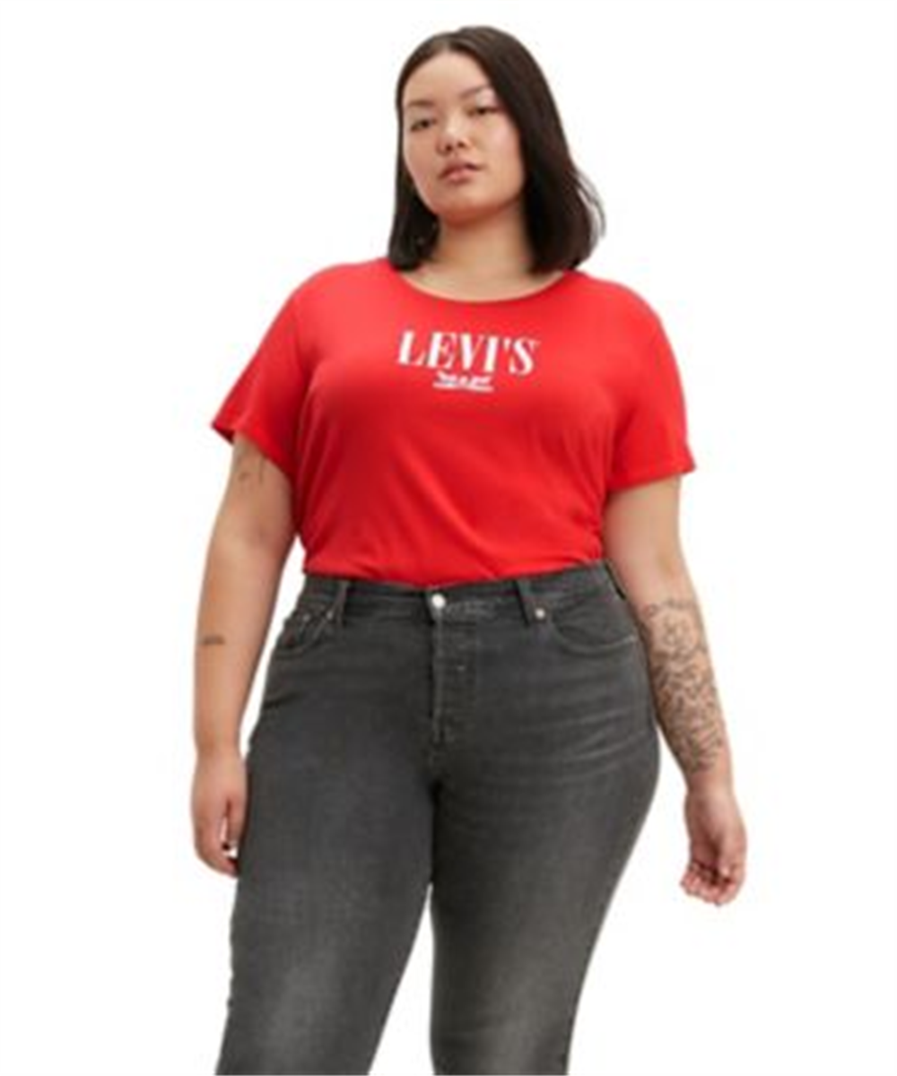 Camiseta Levi's Plus Tab Classic Perfect Feminina Vermelha Tamanho 1X