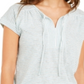 Blusa feminina listrada com decote em V e manga curta, estilo &amp; co, verde, tamanho extrapequeno