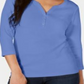 Camisa Henley de algodão feminina Karen Scott, azul, tamanho pequeno e pequeno