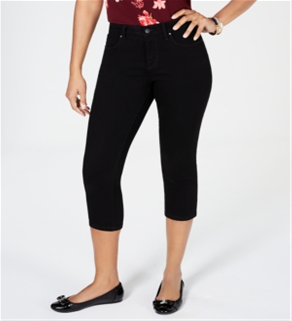 Calça jeans feminina Charter Club Tummy Control Bristol Capri preta, tamanho 8