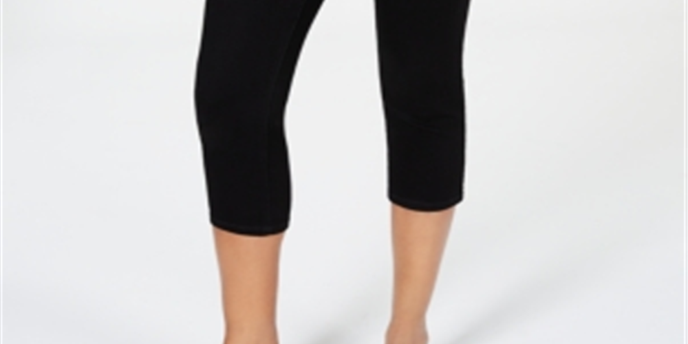 Calça jeans feminina Charter Club Tummy Control Bristol Capri preta, tamanho 8
