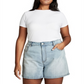 Shorts jeans feminino Cotton on Curve de cintura alta, azul, tamanho 18W