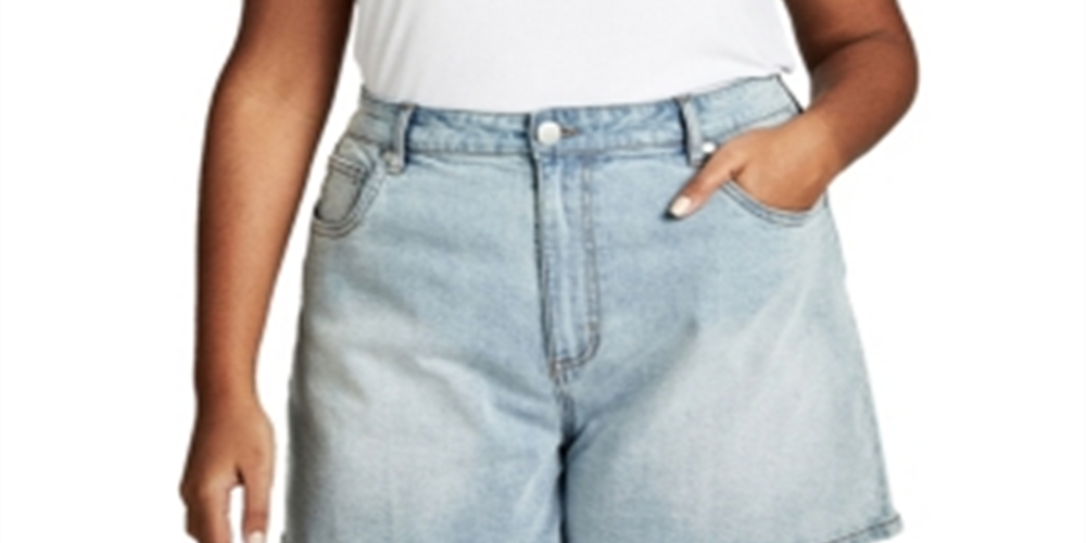 Shorts jeans feminino Cotton on Curve de cintura alta, azul, tamanho 18W