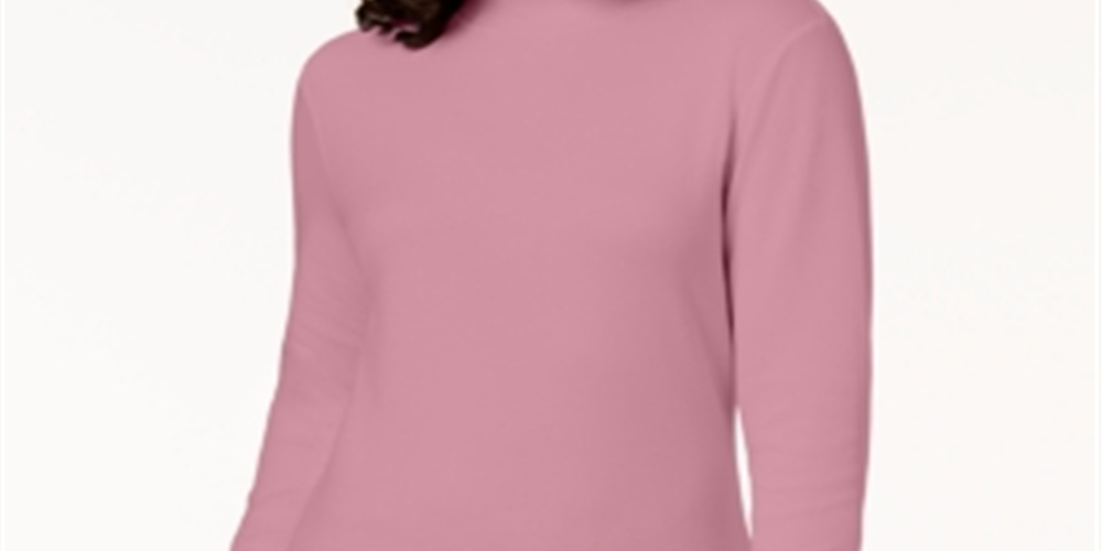 Blusa de gola alta feminina Karen Scott de algodão, rosa, tamanho pequeno