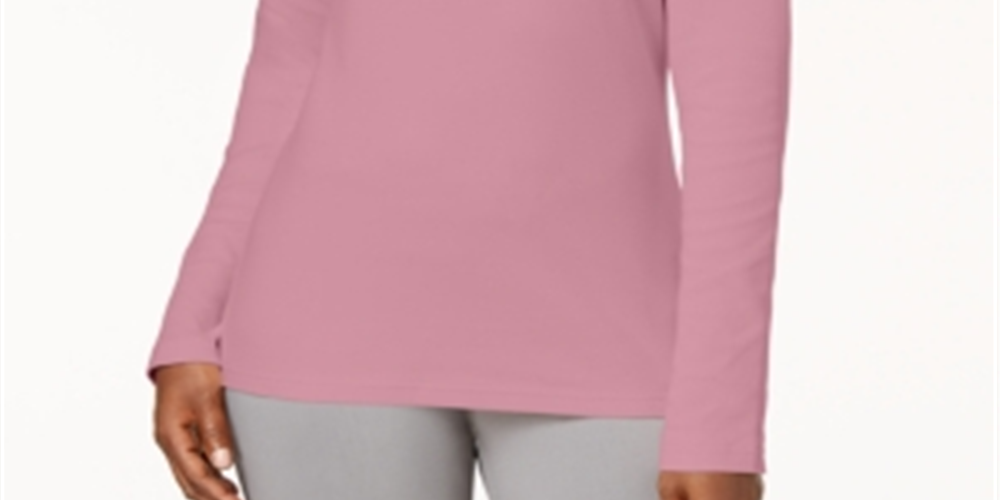 Blusa de gola alta feminina Karen Scott de algodão, rosa, tamanho pequeno