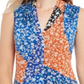 Blusa Calvin Klein Feminina Estampa Floral Patchwork Azul Tamanho P