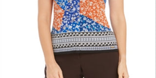 Blusa Calvin Klein Feminina Estampa Floral Patchwork Azul Tamanho P