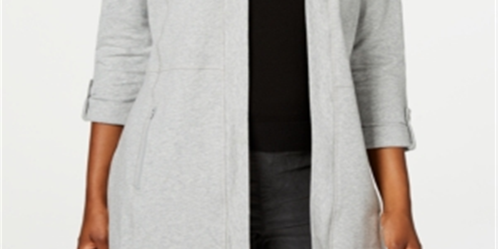 Karen Scott Cardigan feminino aconchegante com manga 3/4 cinza tamanho X-S