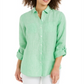 Camisa de linho feminina Charter Club, verde, tamanho X-S