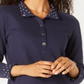 Karen Scott Blusa feminina lisa e estampada com gola, azul, tamanho pequeno G