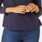 Karen Scott Blusa feminina lisa e estampada com gola, azul, tamanho pequeno G