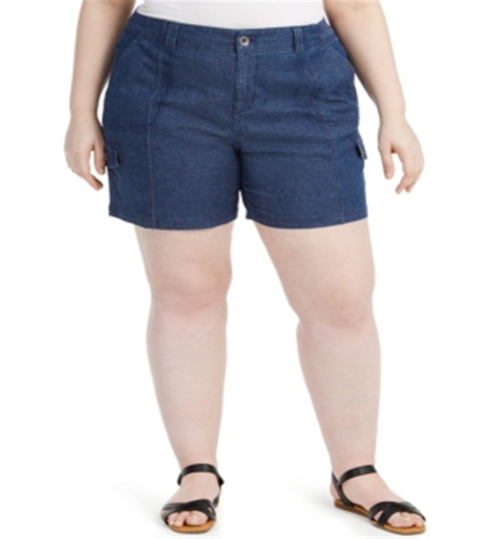 Shorts femininos estilo &amp; co plus size chambray azul tamanho 22W
