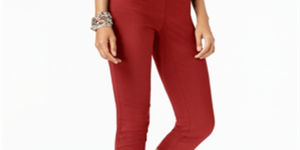 Calça Capri Feminina Alfani Tummy Control Pull On Vermelha Tamanho 12 Petite