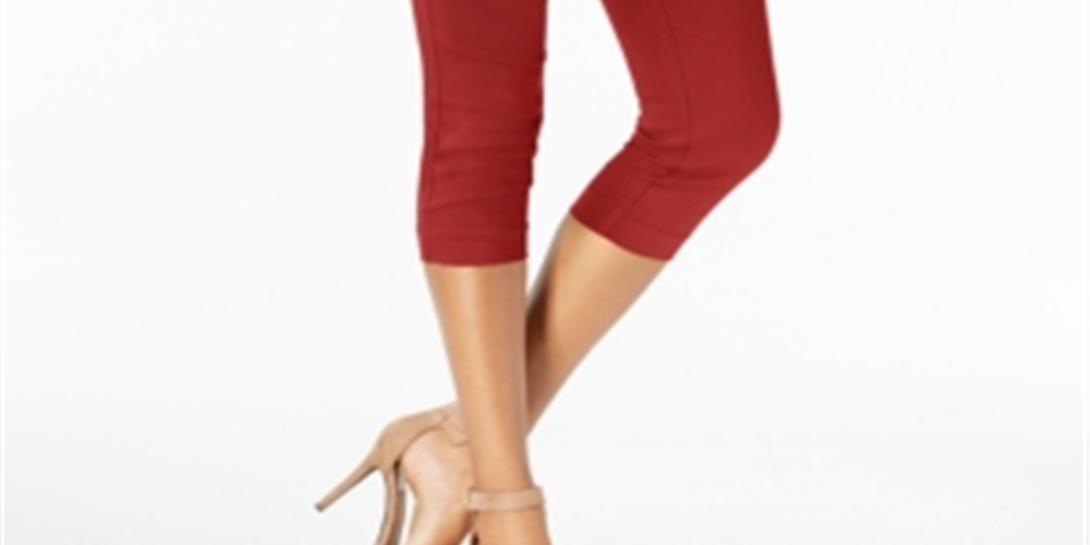 Calça Capri Feminina Alfani Tummy Control Pull On Vermelha Tamanho 12 Petite