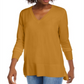 Suéter feminino Maison Jules com decote em V, amarelo, tamanho XX-G