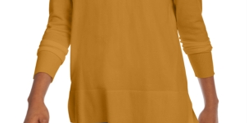 Suéter feminino Maison Jules com decote em V, amarelo, tamanho XX-G