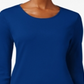 Camiseta feminina de manga comprida Charter Club Pima Cotton, azul, tamanho X-S