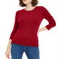 Suéter feminino Maison Jules com gola redonda canelada, tamanho XX-G, vermelho