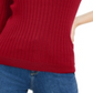 Suéter feminino Maison Jules com gola redonda canelada, tamanho XX-G, vermelho