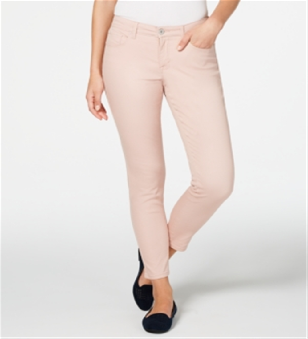 Jeans skinny feminino estilo curvilíneo, rosa, tamanho 8, estilo &amp; co