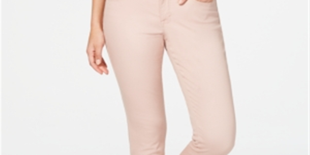 Jeans skinny feminino estilo curvilíneo, rosa, tamanho 8, estilo &amp; co