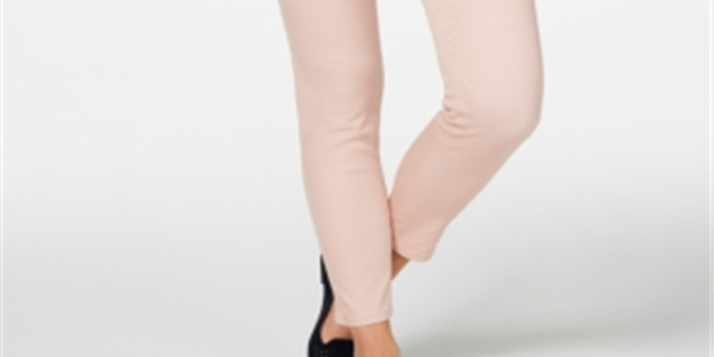 Jeans skinny feminino estilo curvilíneo, rosa, tamanho 8, estilo &amp; co