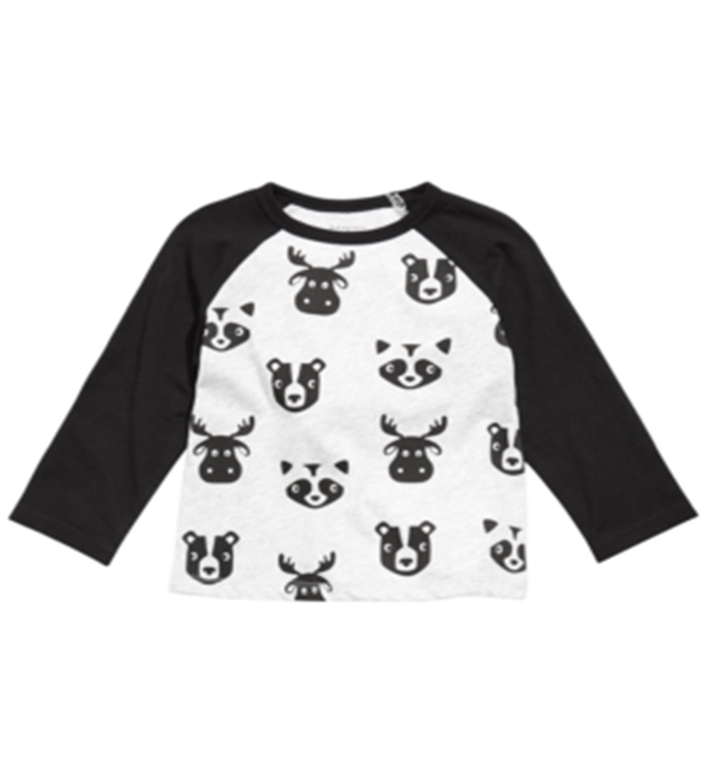 Camiseta estampada raglan colorblock para bebê menino First Impressions, preta, tamanho combinado 24 meses