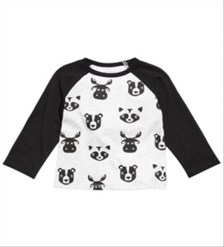 Camiseta estampada raglan colorblock para bebê menino First Impressions, preta, tamanho combinado 24 meses