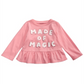 Camiseta infantil de algodão com manga comprida e bainha peplum First Impressions, rosa, tamanho 2T