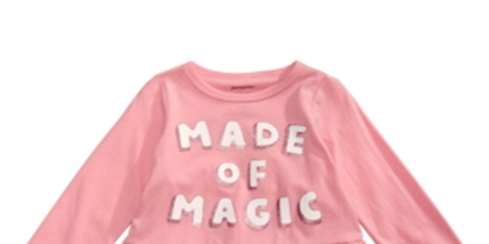 Camiseta infantil de algodão com manga comprida e bainha peplum First Impressions, rosa, tamanho 2T