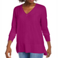 Suéter feminino Maison Jules com decote em V, rosa, tamanho médio
