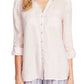 Blusa feminina Vince Camuto de linho com mangas compridas e botões, rosa, tamanho XS