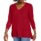 Suéter feminino Maison Jules com decote em V, vermelho, tamanho extragrande