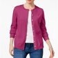 Cardigan feminino Karen Scott com gola redonda, rosa, tamanho pequeno