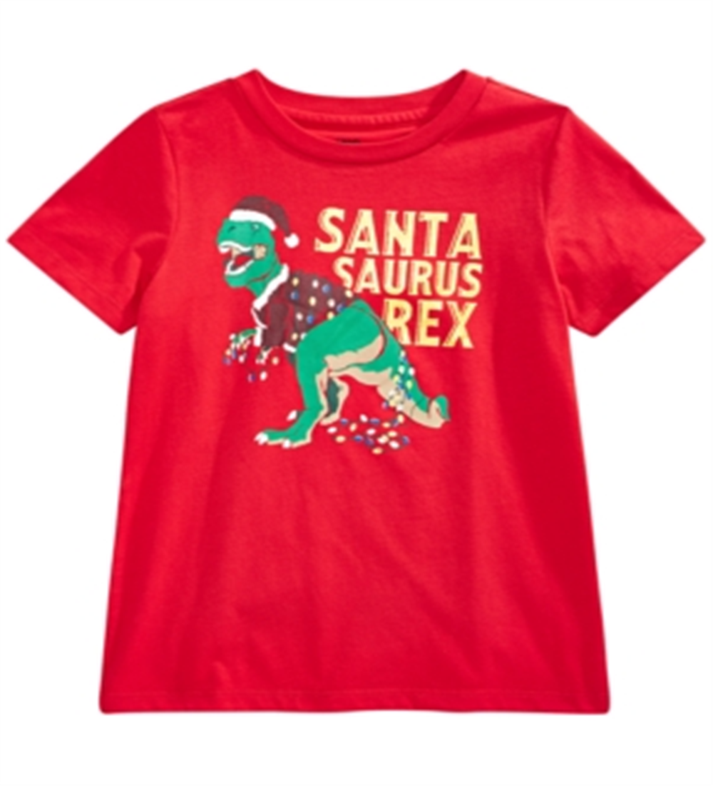 Camiseta infantil masculina com estampa de Papai Noel Saurus da Epic Threads, vermelha, tamanho 3