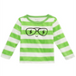Camiseta de algodão com estampa de rosto listrada First Impressions para bebês meninos, verde, tamanho 6-9 meses