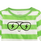 Camiseta de algodão com estampa de rosto listrada First Impressions para bebês meninos, verde, tamanho 6-9 meses